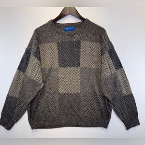Towncraft vintage men’s block pattern textured crew neck sweater size XL 90s Gpa